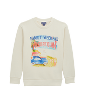 Sudadera de cuello redondo de algodón con estampado Family Weekend para niños Off white vista frontal