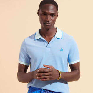 Men Cotton Changing Color Pique Polo Shirt Thalassa detalles vista 2