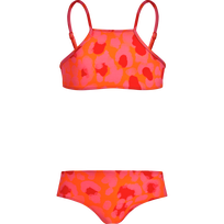 Bañador de dos piezas con estampado New Leopard para niña Albaricoque vista frontal