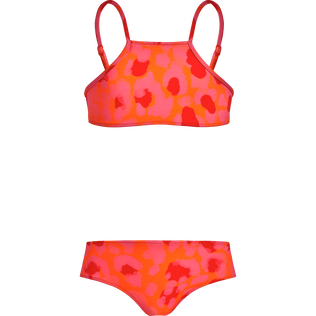 Bañador de dos piezas con estampado New Leopard para niña Albaricoque vista frontal