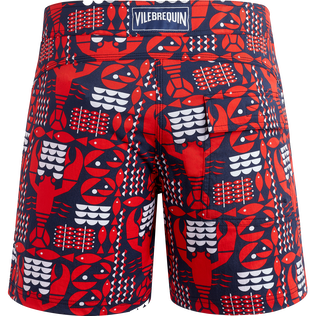 Bañador elástico con cinturón plano y estampado Graphic Lobsters para hombre Azul marino vista trasera