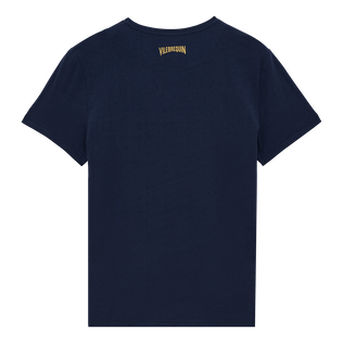 Hombre Autros Bordado - Camiseta de algodón con bordado The Year of the Rabbit para hombre, Azul marino vista trasera