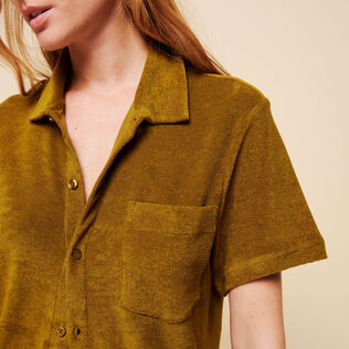 Unisex Terry Bowling Shirt Solid Bark details view 6