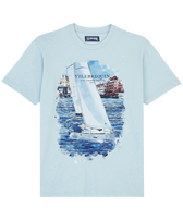 White Sailing Boat Baumwoll-T-Shirt für Herren Himmelblau Vorderansicht