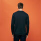 Men Cotton T-Shirt Solid Navy back worn view