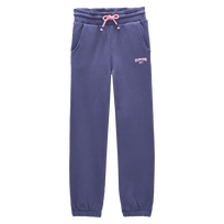 Girls Cotton Jogger Pants Solid Navy front view