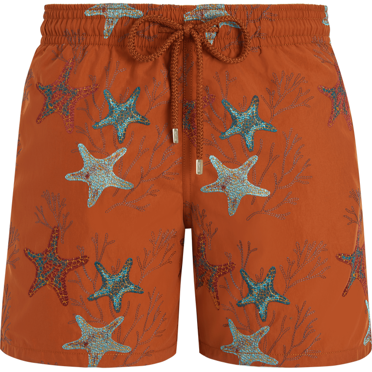 Men Swim Shorts Embroidered Glowed Stars - Limited Edition - Swimming Trunk - Mistral - Brown - Size 6XL - Vilebrequin
