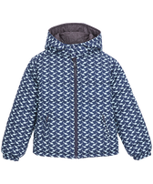 Boys Reversible Hooded Jacket Net Sharks Navy front view