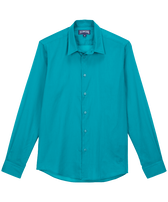 Camicia unisex leggera in voile di cotone tinta unita Emerald vista frontale