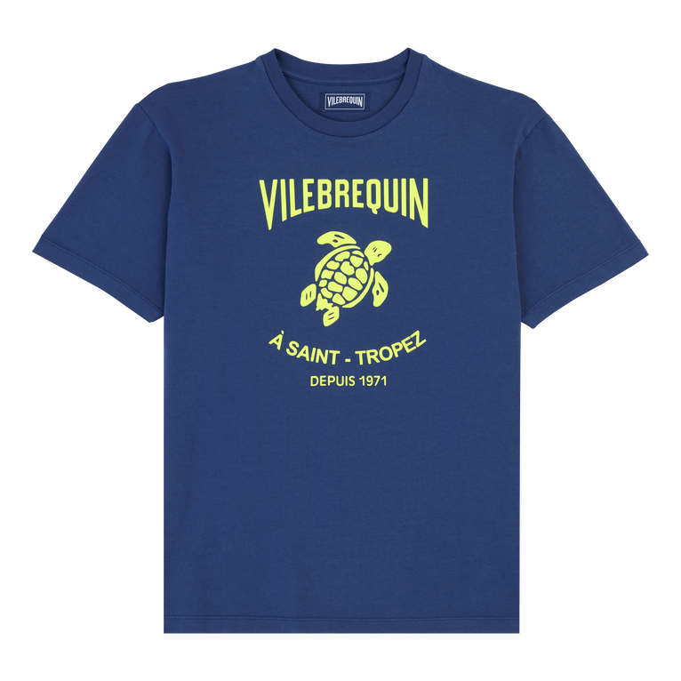 Men Cotton T-shirt Printed Turtle Logo - Portisol - Blue - Size XXL - Vilebrequin