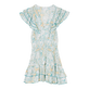 Vestido corto de mujer con estampado Hidden Fishes - Vilebrequin x Poupette St Barth Blanco vista frontal