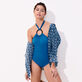Damen Einteiler Uni - Badeanzug mit tiefem Rückenausschnitt für Damen, Scuba blue Details Ansicht 3