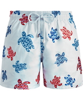 Men Swim Shorts Embroidered Tortue Multicolore - Limited Edition White front view