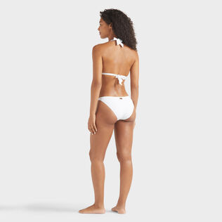 Braguita de bikini de corte brasileño con strass para mujer Blanco vista trasera desgastada