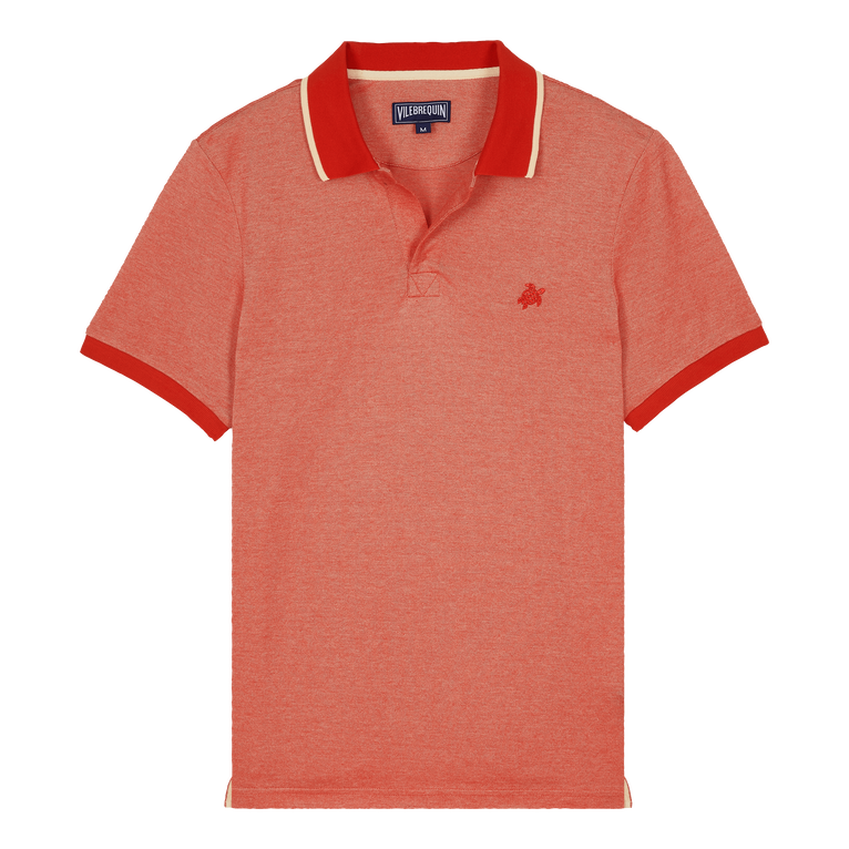 Men Cotton Changing Color Pique Polo Shirt - Palatin - Red