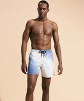 Men Swim Trunks Tie-Dye in Faience Earthenware front worn view