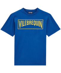 Men Others Printed - Men Cotton T-Shirt Vilebrequin Logo Flocked, Sea blue front view