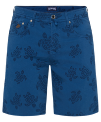Men 5-Pockets Denim Bermuda Shorts Ronde des Tortues Batik blue 正面图