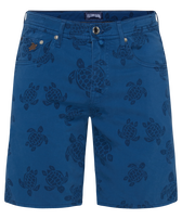 Bermudas de 5 bolsillos con estampado Ronde des Tortues para hombre Batik azul vista frontal