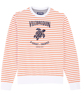 Men Cotton Striped Crewneck Sweatshirt Carrot front view