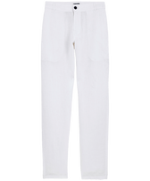 Men Straight Linen Pants Solid White front view