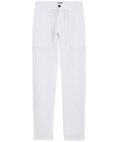 Pantalón recto en lino de color liso para hombre Blanco vista frontal