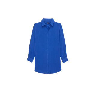 Women Linen Shirt Dress Solid Marrakech front view