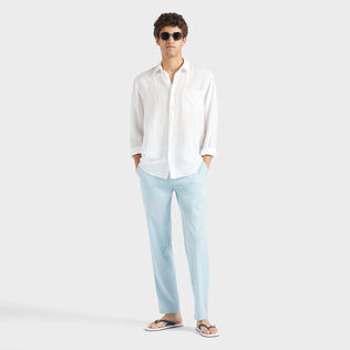 Men Wool Regular Pants Micro Rayures Tailoring Blue topaz details view 1