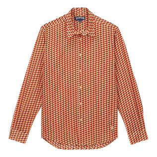 Camicia unisex leggera in voile di cotone Micro Mouettes Straw vista frontale