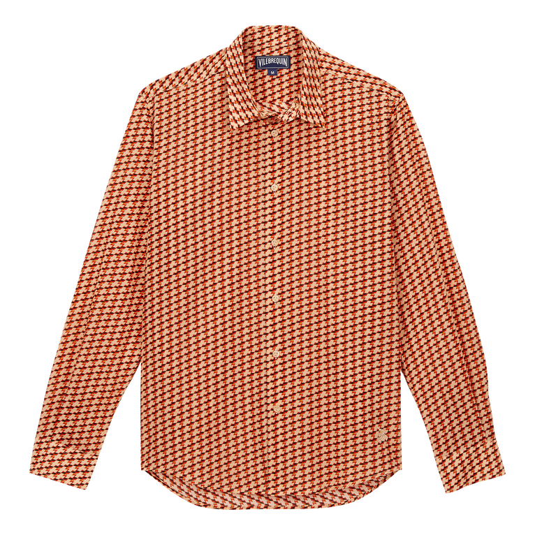 Unisex Cotton Voile Lightweight Shirt Micro Mouettes - Caracal - Yellow - Size XL - Vilebrequin