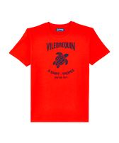 Men Cotton T-shirt Embossed Vilebrequin Logo Poppy red front view