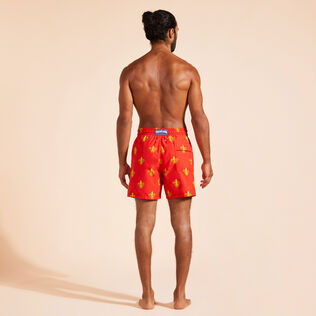 Men Swim Shorts Fleur de Poulpe Poppy red back worn view