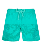 Boys Swim Trunks Water-reactive Rascasses Tropezian green front worn view