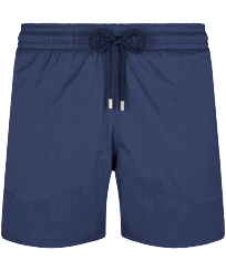 Men Stretch Swim Trunks Solid Navy front view