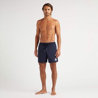男士游泳短裤 - Vilebrequin x Ines de la Fressange Navy 正面穿戴视图