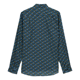 Camisa de verano unisex en gasa de algodón con estampado Micro Tortues Rainbow Azul marino vista trasera