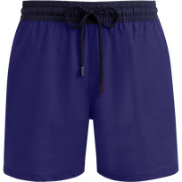 Pantaloncini mare uomo in lana Super 120' Purple blue vista frontale