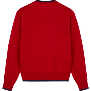 Pullover en laine mérinos cachemire soie ras-du-cou homme Moulin rouge vue de dos
