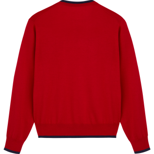 Men Merino Wool Cashmere Silk Crewneck Sweater Moulin rouge 后视图