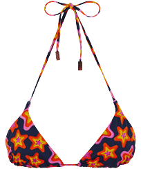 Bikini de triángulo con estampado Stars Gift para mujer Azul marino vista frontal