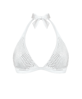 Top bikini donna all'americana Strass Bianco vista frontale