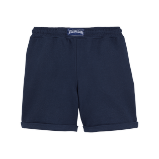 Boys Organic Cotton Bermuda Shorts Solid Navy back view