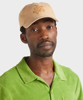 Unisex Linen Cap Solid Mocha front worn view