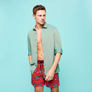 Men Cotton Shirt Solid Linden 细节视图2