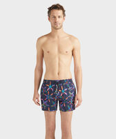 Men Stretch Short Swim Shorts Disco Stars Navy front worn view