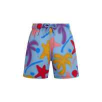 Boys Stretch Swim Shorts Spray Paint - VBQ x Palm Angels Blue smoke 正面图