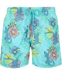 Men Swimwear Embroidered Les Geckos - Limited Edition Lazulii blue front view