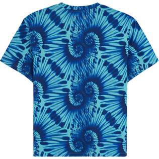 Men Cotton T-Shirt Tie & Dye Nautilius Print Celeste vista trasera