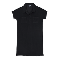 Robe polo éponge unie femme Noir vue de face