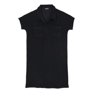 Robe polo éponge unie femme Noir vue de face